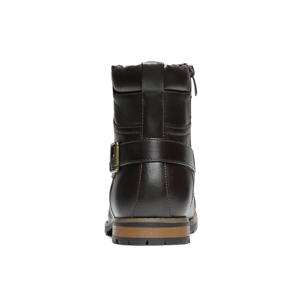 Men's Side Zipper Motorcycle Combat Boots - DARK BROWN - 3